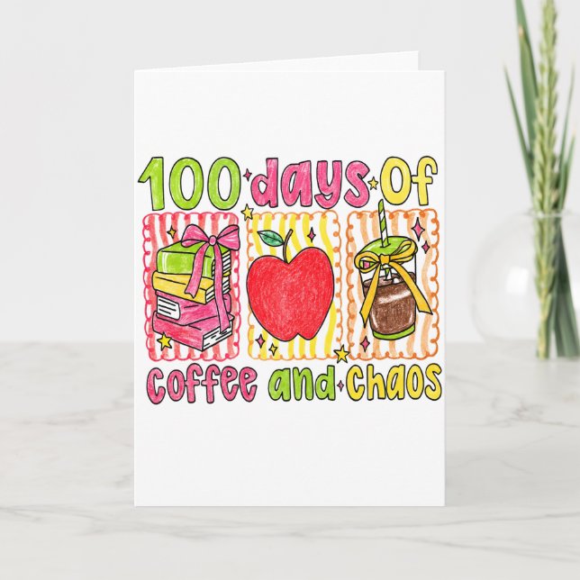 Cartão Vintage 100 Days Of School Rainbow Crayon  (Frente)