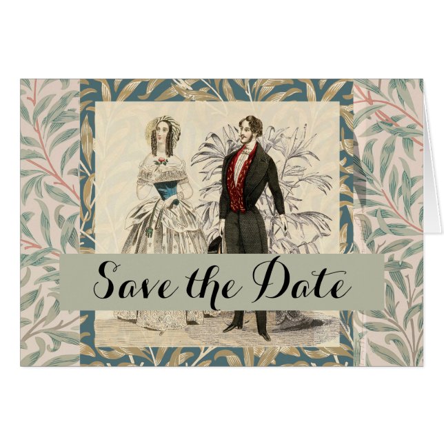 Cartão Vintage 1844 casamento de Casamento Vitoriano (Frente Horizontal)