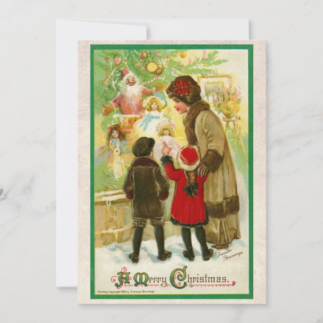 Cartão Vintage 1912 Mãe com Crianças Feliz Natal (Frente)