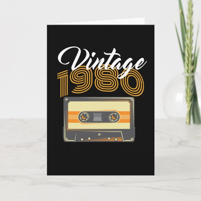 Cartão Vintage 1980 Music Cassette Aniversário (Frente)