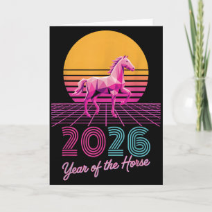 Cartão Vintage 2026 Ano Do Cavalo Lunar Cowgirl Cny Z