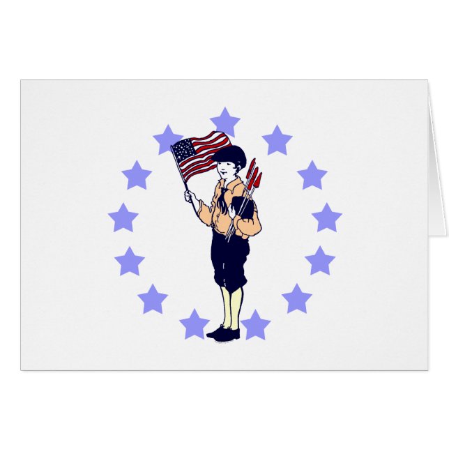 Cartão Vintage 4° de julho de Arte Patriótica (Frente Horizontal)