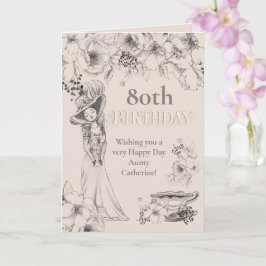 Cartão Vintage 80 de qualquer idade Florals Lady Birthday