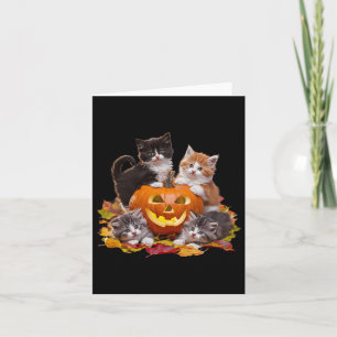 Cartão Vintage 90s Cat Pumpkin Halloween Retro Floral Spo