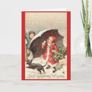Cartão Vintage - A Christmas Snowball Fight,