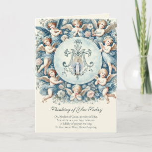Cartão Vintage abençoou a mãe Mary com anjos