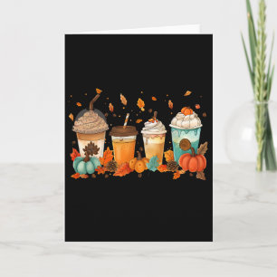 Cartão Vintage Ação de Graças Queda Pumpkin Spice Latte C
