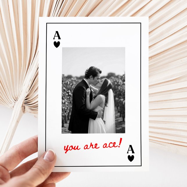 Cartão Vintage Ace of Hearts Photo Anniversary (Criador carregado)