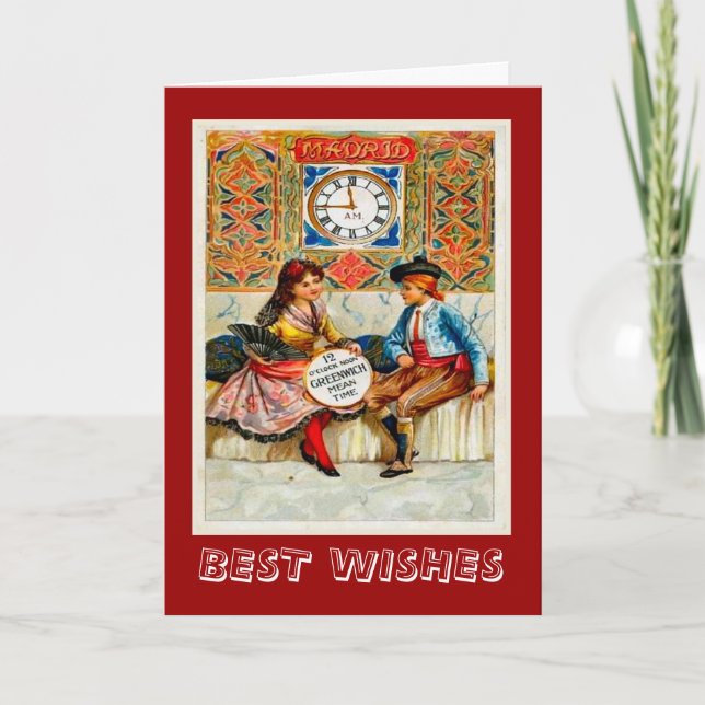 Cartão Vintage advertising, Travel poster Madrid (Frente)