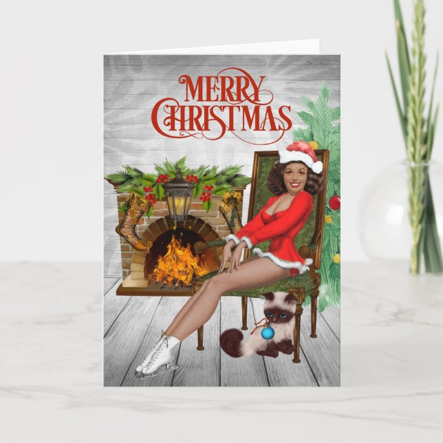 Cartão Vintage African American Christmas Card (Frente)
