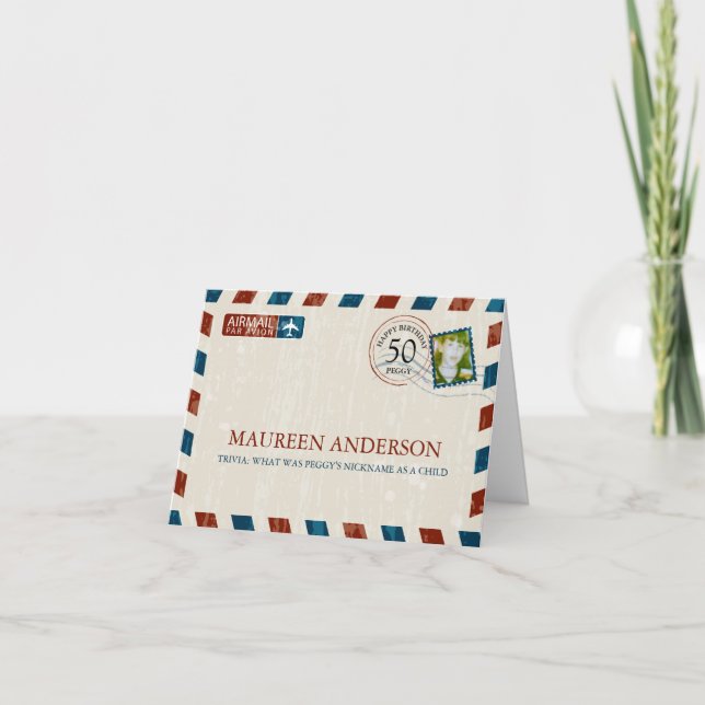 Cartão Vintage Airmail Birthday (Frente)