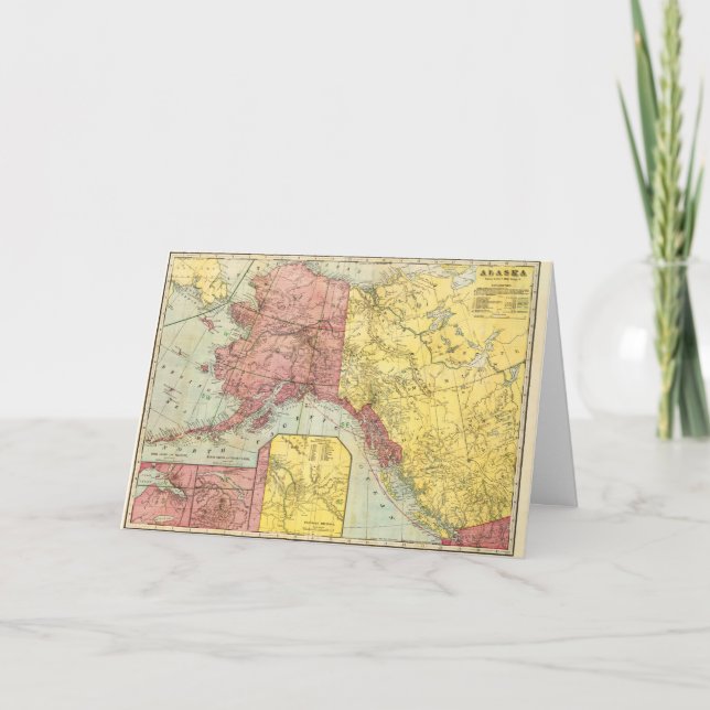 Cartão Vintage Alaska Map (Frente)