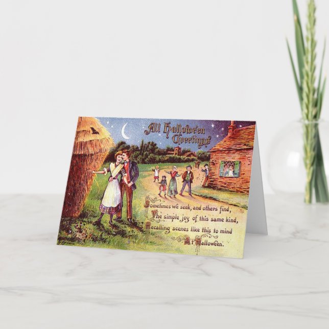 Cartão Vintage All Halloween Saudações Casal (Frente)