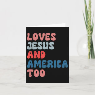 Cartão Vintage ama Jesus e América em 4 de julho.