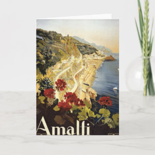 Cartão Vintage Amalfi Italy European Travel Advertisement