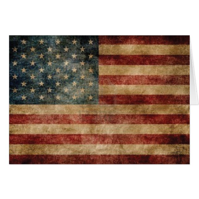 Cartão Vintage American Flag (Frente Horizontal)