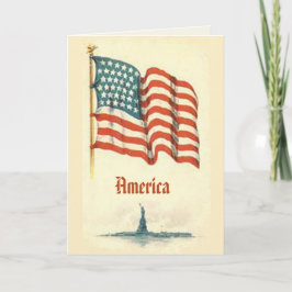 Cartão Vintage American Flag Greeting Card