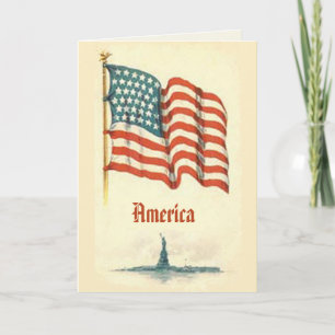 Cartão Vintage American Flag Greeting Card