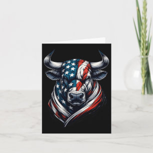 Cartão Vintage American Patriot Cow 4 De Julho De Amer