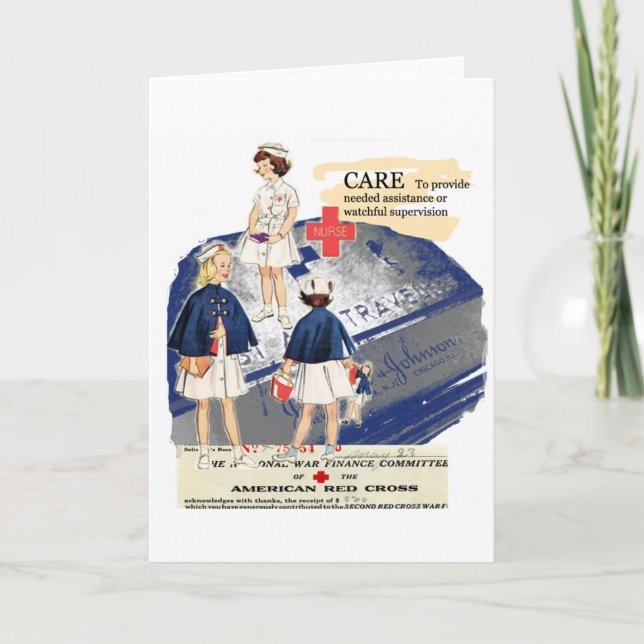 Cartão Vintage American Red Cross Greeting Card (Frente)