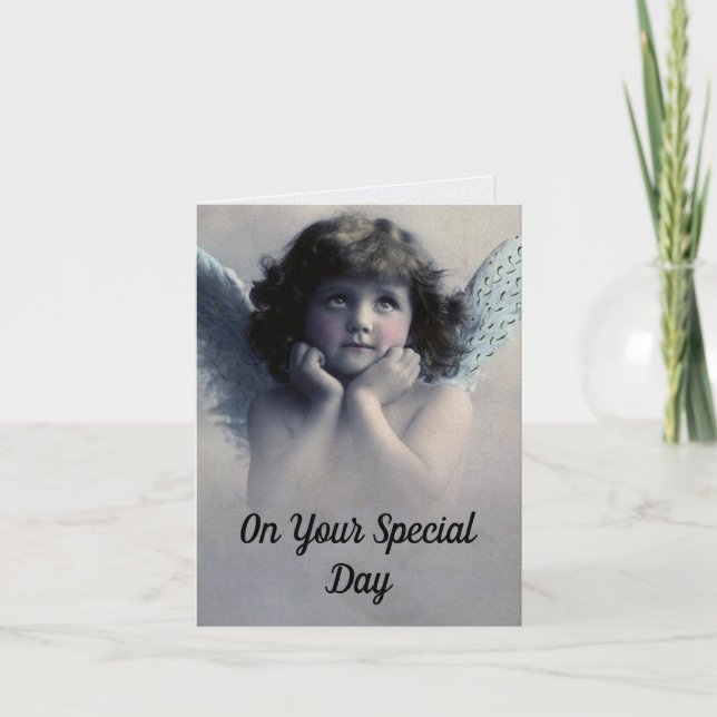 Cartão Vintage Angel Birthday Greeting Card (Frente)