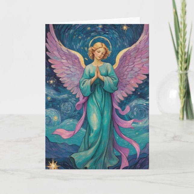 Cartão Vintage Angel Card com texto personalizado (Frente)