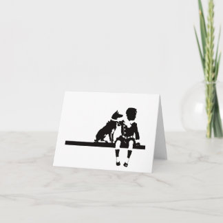 Cartão Vintage Antique Dog Child Kid Animal Graphic Bold