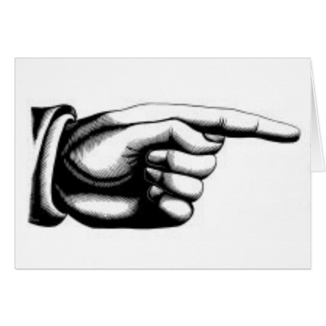 Cartão Vintage apontando a mão (Frente Horizontal)