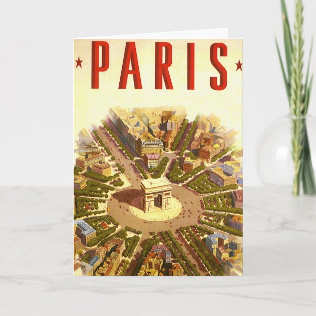 Cartão Vintage Arc de Triomphe, Paris, França, Viagem Art (Frente)