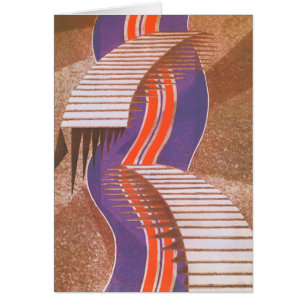 Cartão Vintage Art Deco Jazz Pochoir Stair Step Patterno