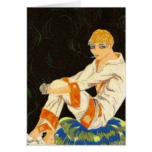 Cartão Vintage Art Deco Woman, Smoking by S. Chompre