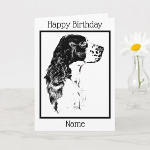 Cartão Vintage Art English Springer Spaniel Birthday
