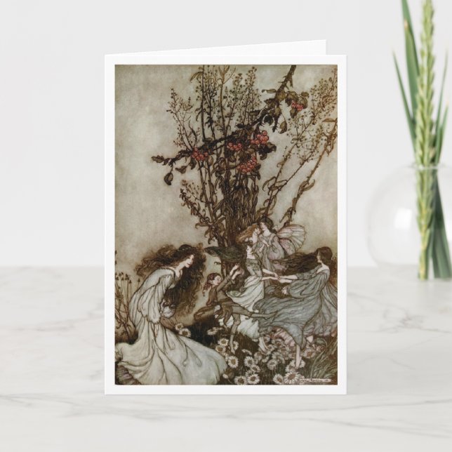 Cartão Vintage Art - Fairies Sente-Se Dancey, (Frente)