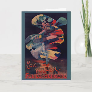 Cartão Vintage Art Nouveau, Loie Fuller em Folies Bergere
