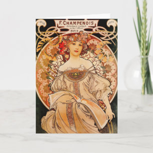 Cartão Vintage Art Nouveau Mucha Print