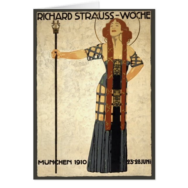 Cartão Vintage Art Nouveau Richard Strauss-Woche, Munique (Frente)