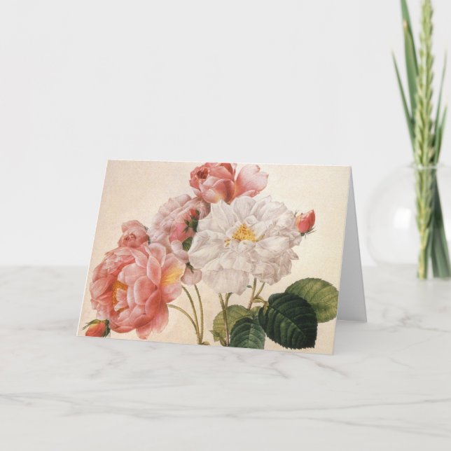 Cartão Vintage Art Rose Flower Greeting card (Frente)