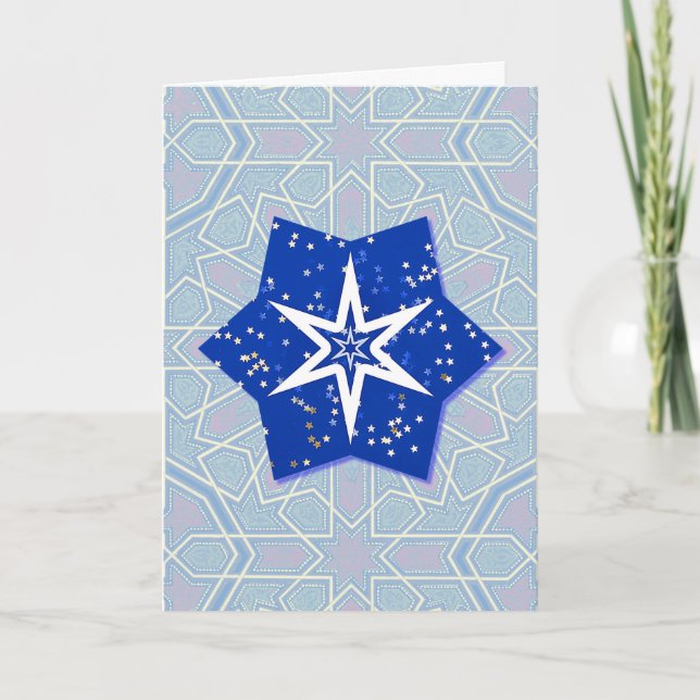 Cartão Vintage Artsy Blue Star Holiday Card (Frente)