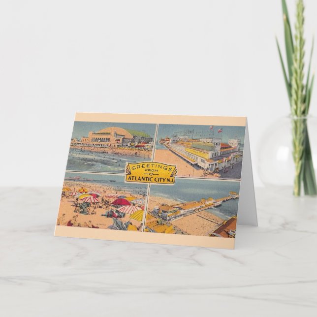 Cartão Vintage Atlantic City Ilustrada (Frente)
