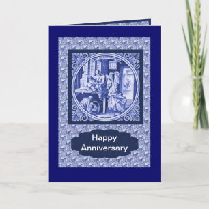 Cartão Vintage azulejo Blue Delft