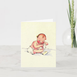 Cartão Vintage Baby com placa de Calçado