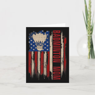 Cartão Vintage Badminton Mãe Americana Flag Funny Spor