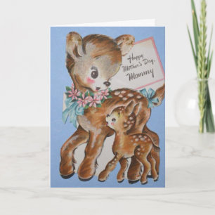 Cartão Vintage Bambi Mother's Day Card with Cute Message