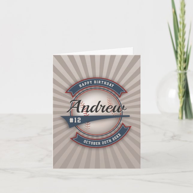 Cartão Vintage Baseball Birthday Greeting Card (Frente)