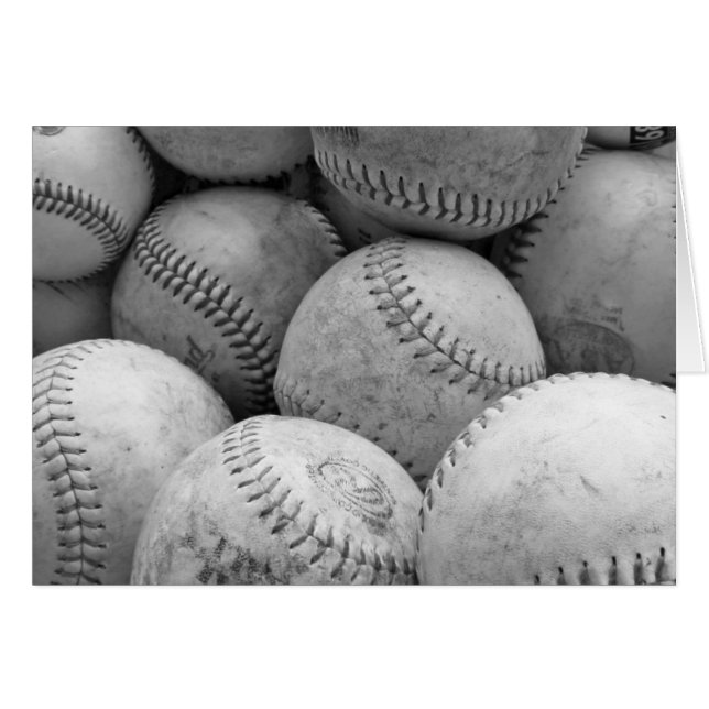 Cartão Vintage Baseballs em preto e branco (Frente Horizontal)