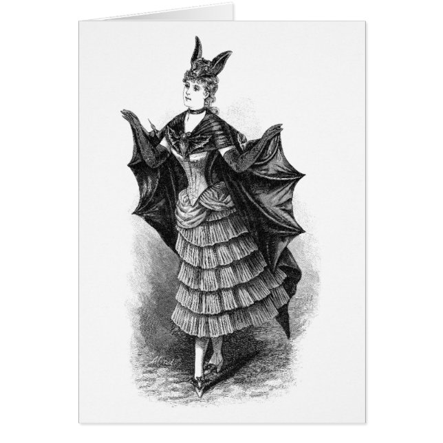 Cartão Vintage Bat Lady (Frente)