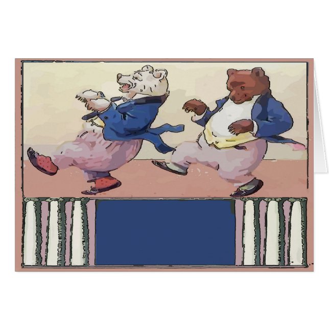 Cartão Vintage Bears Dancing (Frente Horizontal)