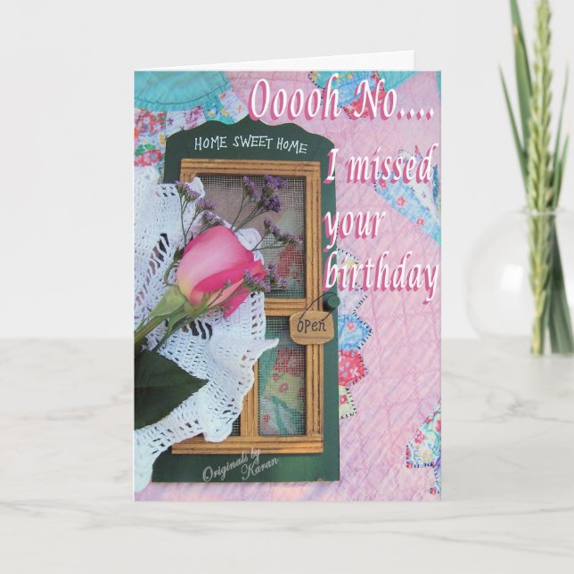 Cartão Vintage Belated Birthday - personalize-o (Frente)