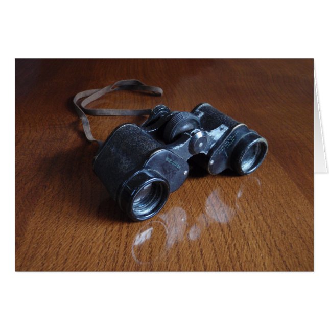 Cartão Vintage Binoculars (Frente Horizontal)