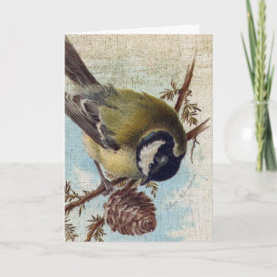 Cartão Vintage Bird e Pinecone Aniversário